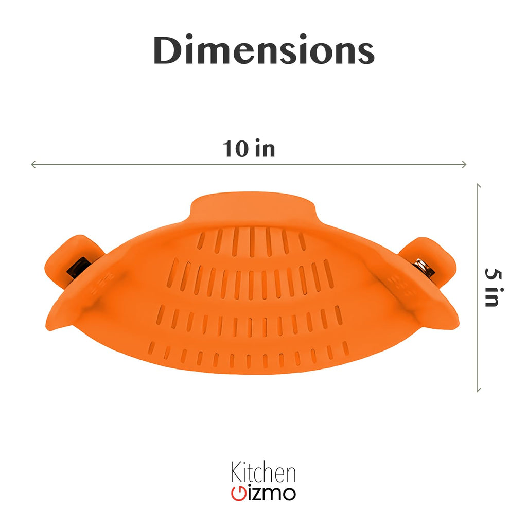 Kitchen Gizmo Snap N' Strain - Silicone Pasta Strainer Clip-On for Pots and Pans - Heat Resistant Colander for Vegetables and Noodles - Kitchen Gadgets for Cooking - Space-Saving Design - Gray