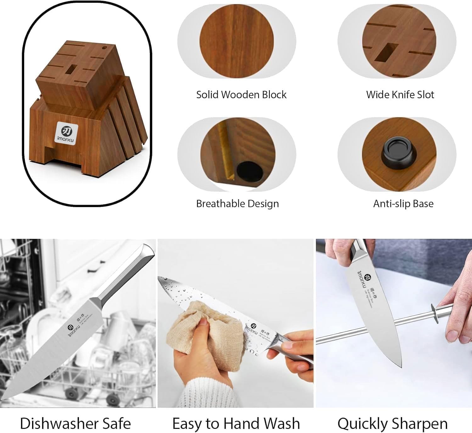 imarku Knife Set, 16PCS High Carbon Stainless Steel Kitchen Knife Set with Block Ultra Sharp Knife Block Set, Japanese Knife Set with Dotted Non-slip Ergonomic Handle, Best Gifts