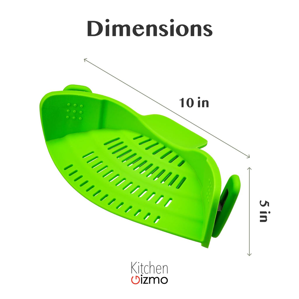 Kitchen Gizmo Snap N' Strain - Silicone Pasta Strainer Clip-On for Pots and Pans - Heat Resistant Colander for Vegetables and Noodles - Kitchen Gadgets for Cooking - Space-Saving Design - Gray