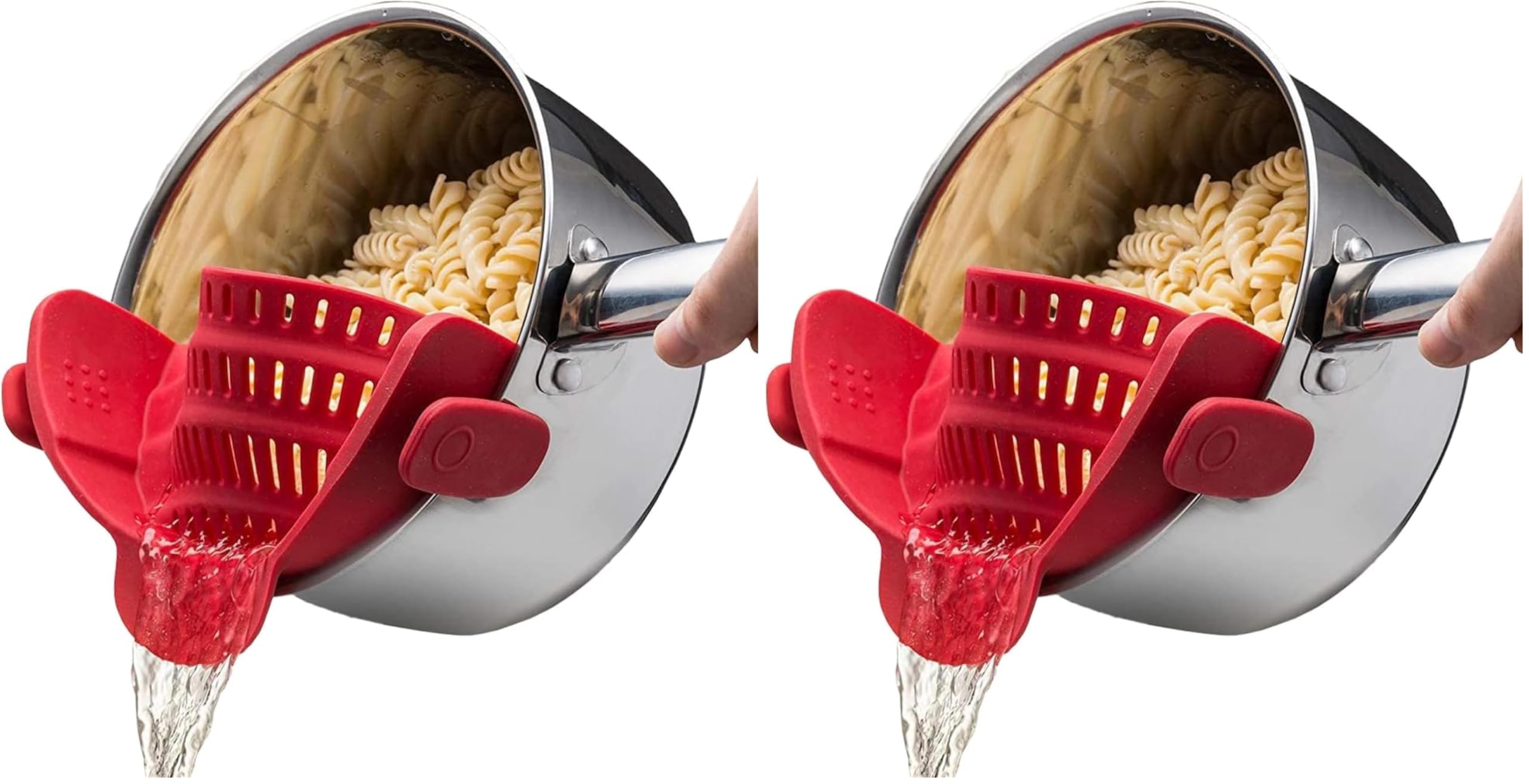 Kitchen Gizmo Snap N' Strain - Silicone Pasta Strainer Clip-On for Pots and Pans - Heat Resistant Colander for Vegetables and Noodles - Kitchen Gadgets for Cooking - Space-Saving Design - Gray