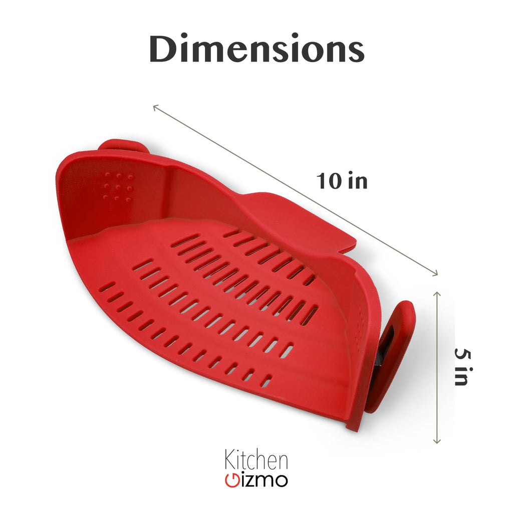 Kitchen Gizmo Snap N' Strain - Silicone Pasta Strainer Clip-On for Pots and Pans - Heat Resistant Colander for Vegetables and Noodles - Kitchen Gadgets for Cooking - Space-Saving Design - Gray
