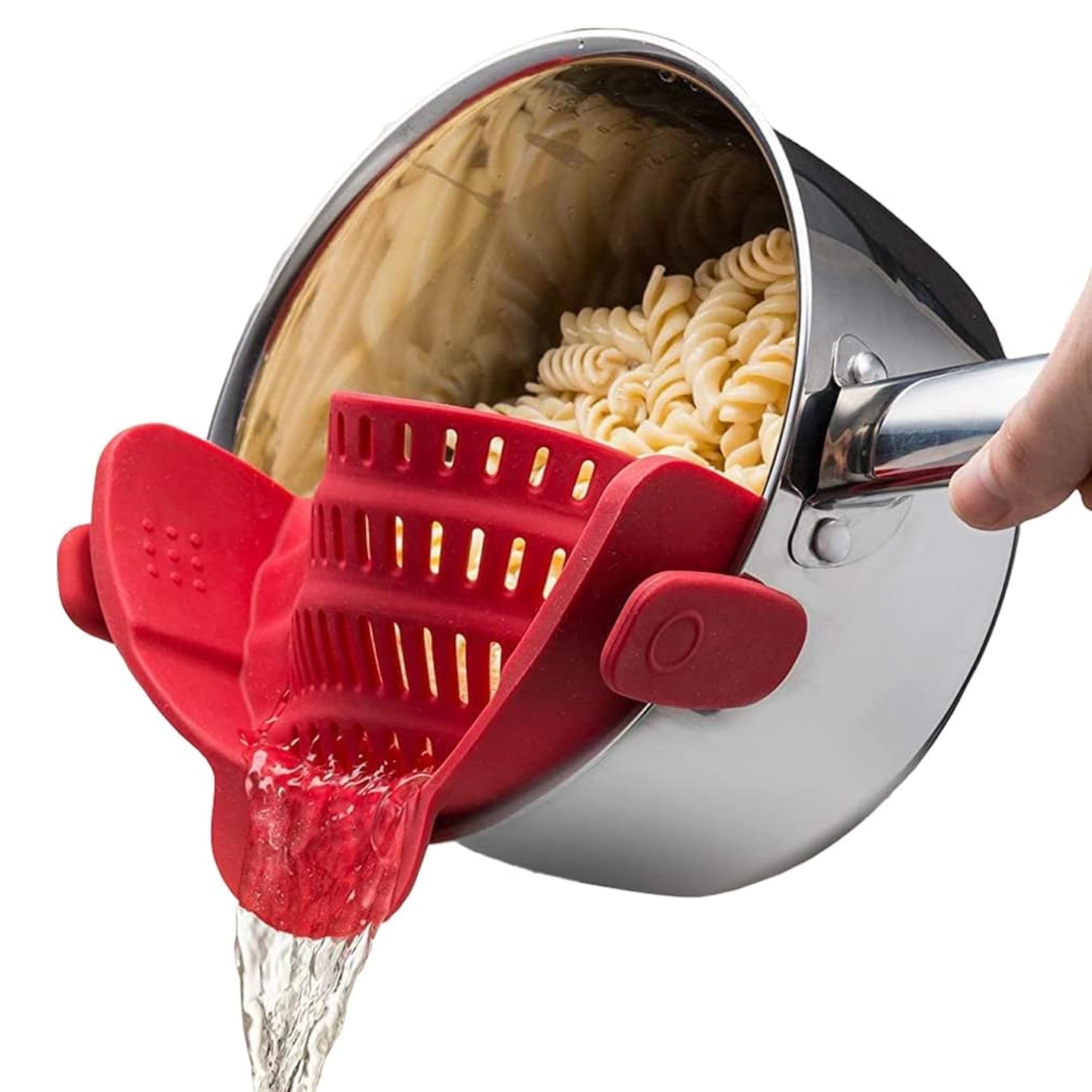 Kitchen Gizmo Snap N' Strain - Silicone Pasta Strainer Clip-On for Pots and Pans - Heat Resistant Colander for Vegetables and Noodles - Kitchen Gadgets for Cooking - Space-Saving Design - Gray