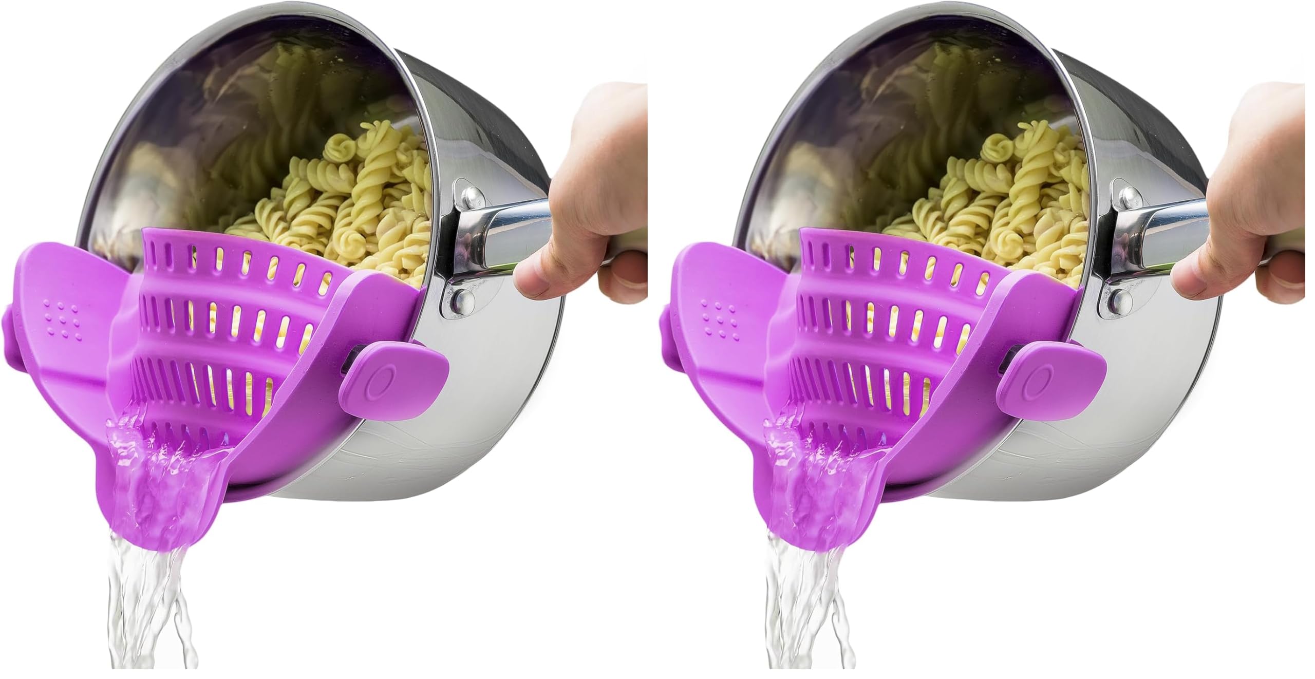 Kitchen Gizmo Snap N' Strain - Silicone Pasta Strainer Clip-On for Pots and Pans - Heat Resistant Colander for Vegetables and Noodles - Kitchen Gadgets for Cooking - Space-Saving Design - Gray