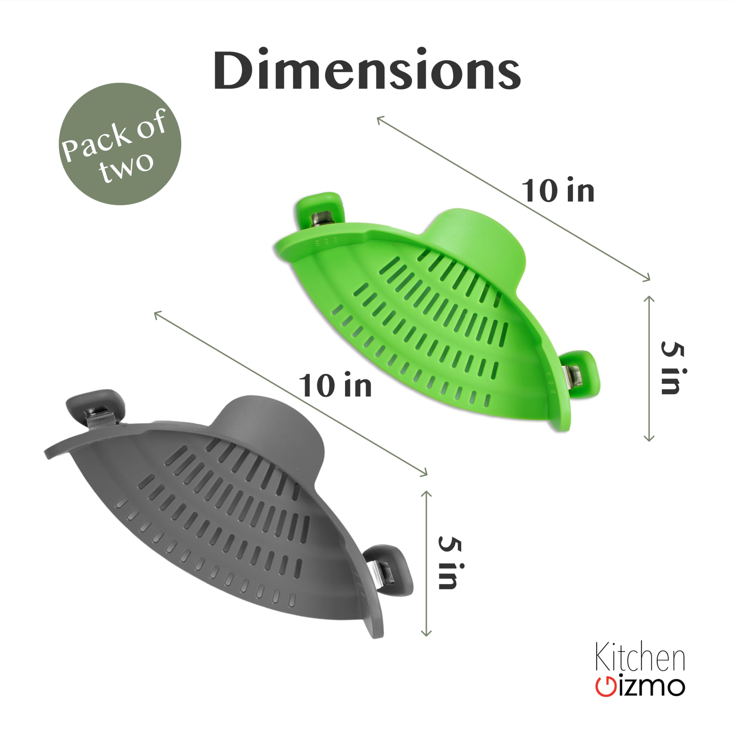 Kitchen Gizmo Snap N' Strain - Silicone Pasta Strainer Clip-On for Pots and Pans - Heat Resistant Colander for Vegetables and Noodles - Kitchen Gadgets for Cooking - Space-Saving Design - Gray