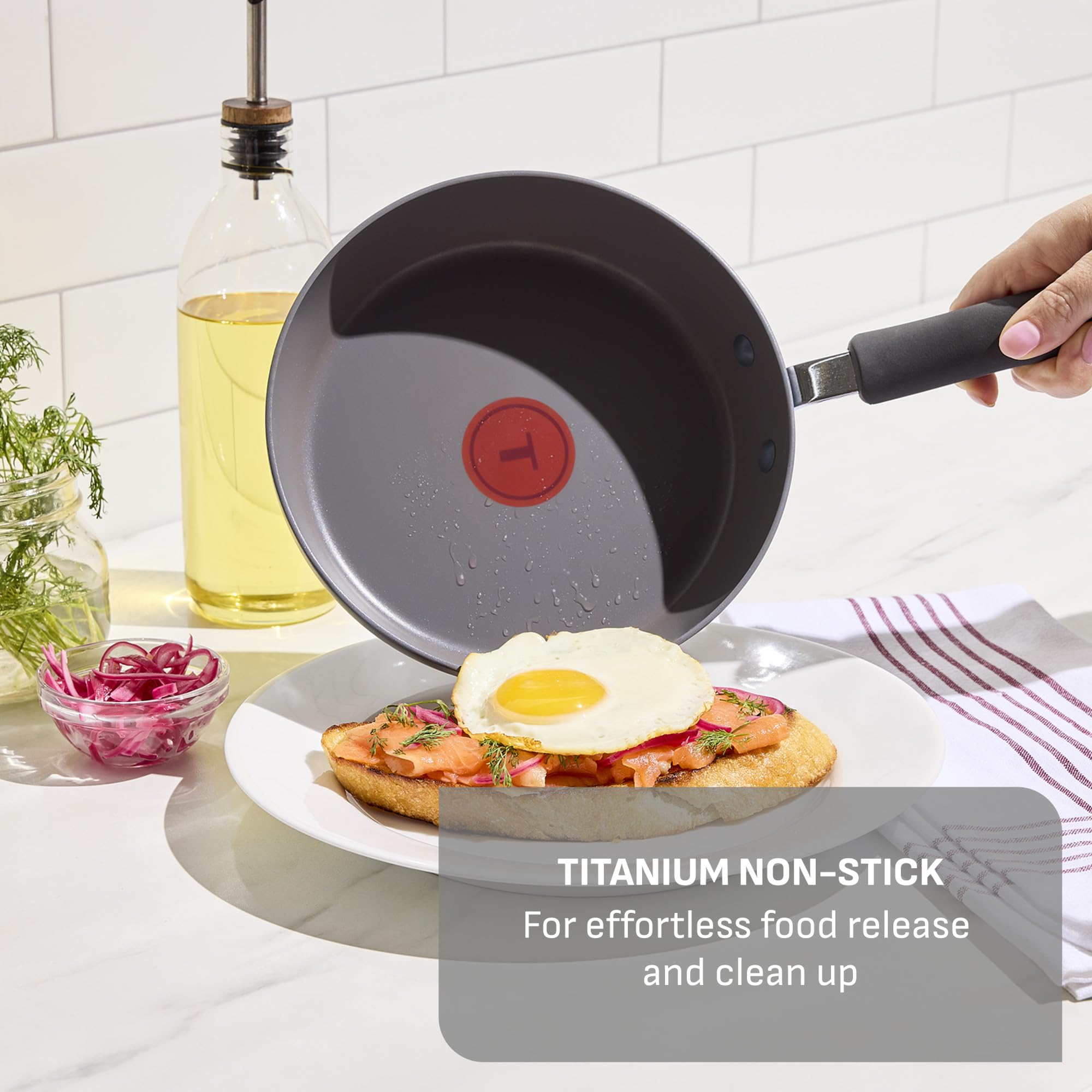 T-Fal Ultimate Hard Anodized Nonstick Pots and Pans Set 17 Piece, Nonstick Cookware Set with Fry Pan, Saucepans, Saute-Pan, Griddle, Dishwasher Safe, Black