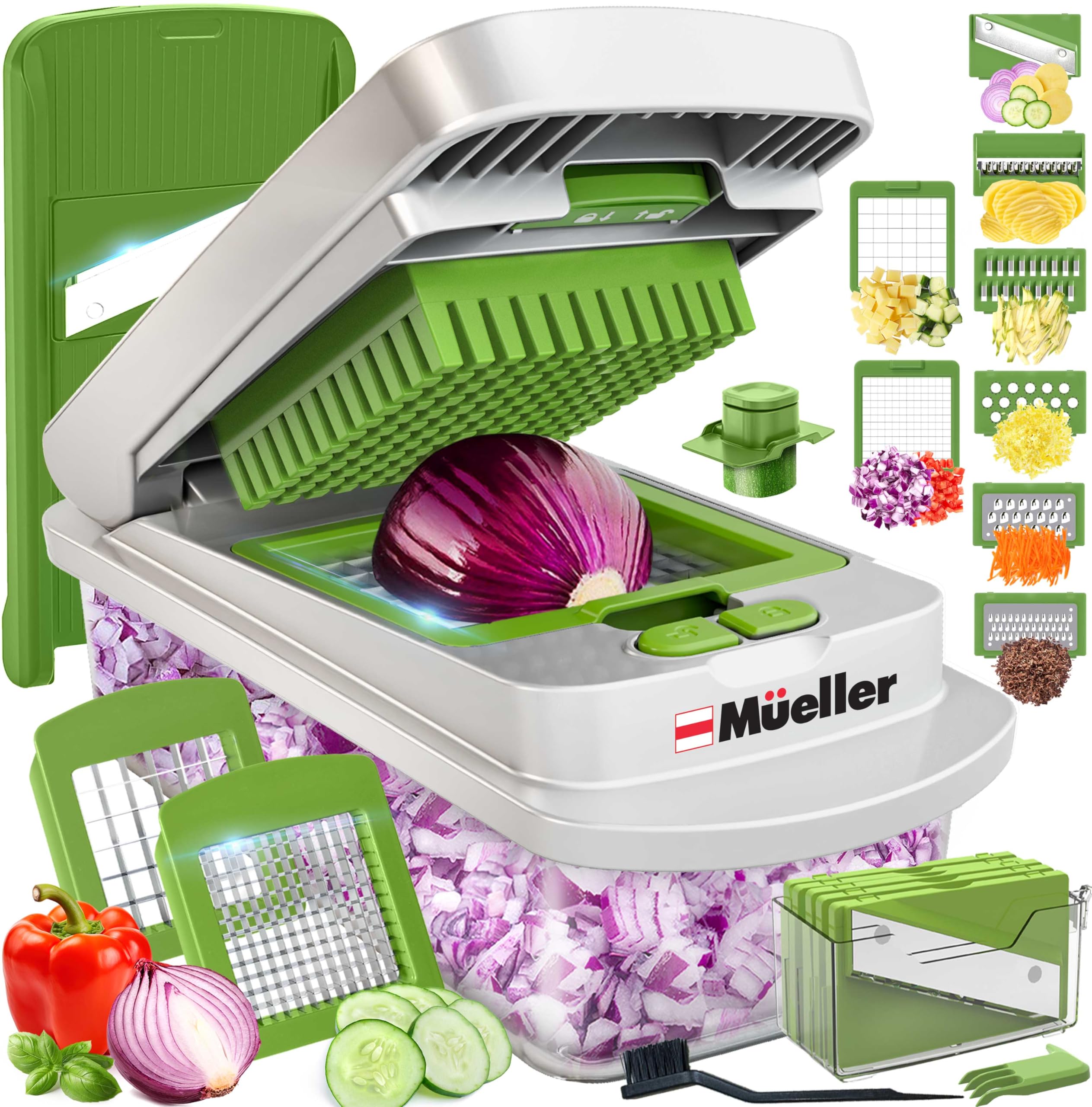 Mueller The Real Original Pro Chopper since 2013 Vegetable Chopper Mandoline Slicer, 8 Blade Food Veggie Chopper Onion Vegetable Cutter with Container, Kitchen Gadgets & Essentials, (10 in 1)