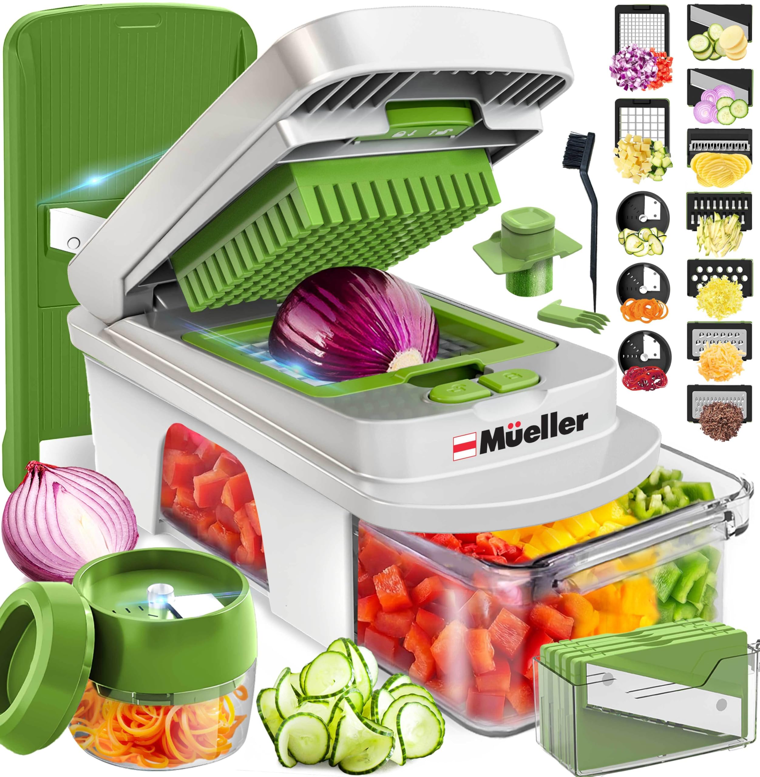 Mueller The Real Original Pro Chopper since 2013 Vegetable Chopper Mandoline Slicer, 8 Blade Food Veggie Chopper Onion Vegetable Cutter with Container, Kitchen Gadgets & Essentials, (10 in 1)