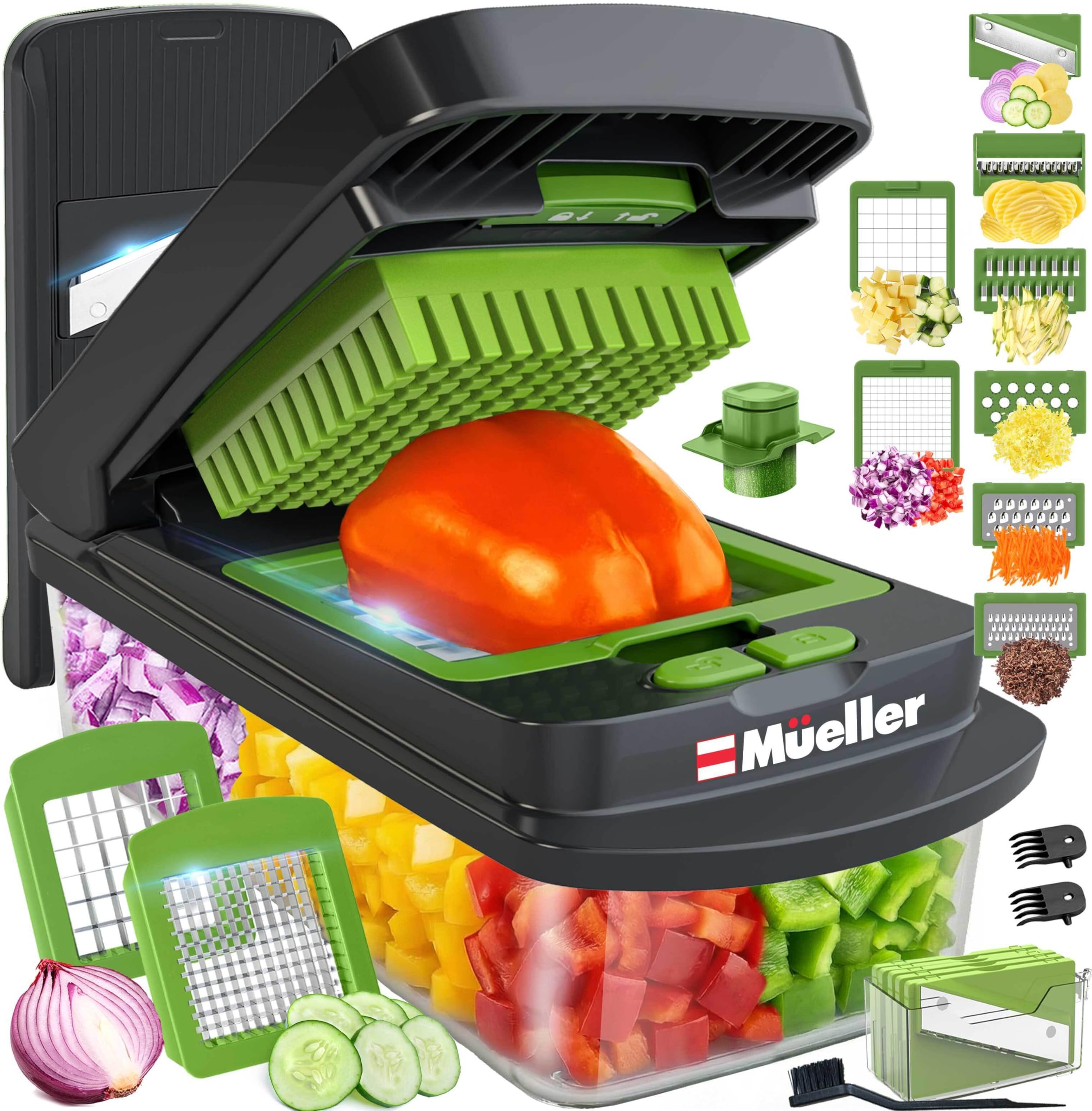 Mueller The Real Original Pro Chopper since 2013 Vegetable Chopper Mandoline Slicer, 8 Blade Food Veggie Chopper Onion Vegetable Cutter with Container, Kitchen Gadgets & Essentials, (10 in 1)