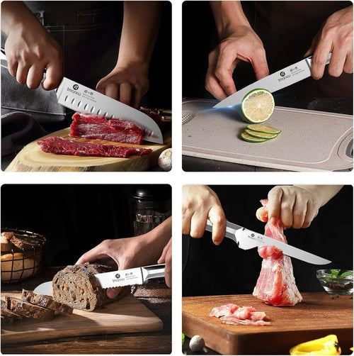 imarku Knife Set, 16PCS High Carbon Stainless Steel Kitchen Knife Set with Block Ultra Sharp Knife Block Set, Japanese Knife Set with Dotted Non-slip Ergonomic Handle, Best Gifts